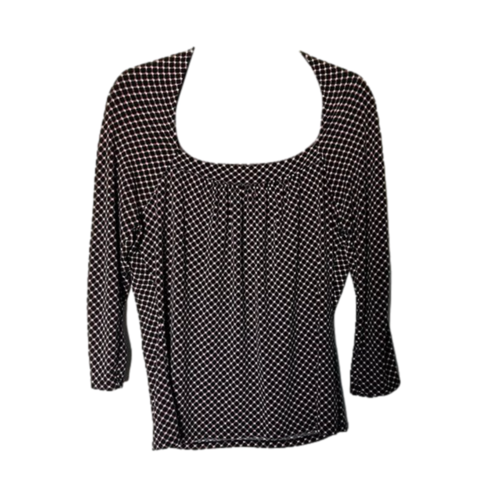 Worthington Women's 3/4 Sleeve Stretch Square Neck Blouse, Large